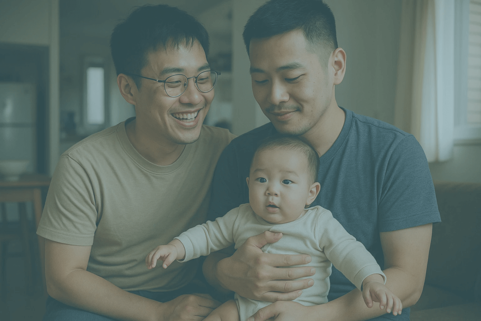 Chinese same-sex couple with surrogate child