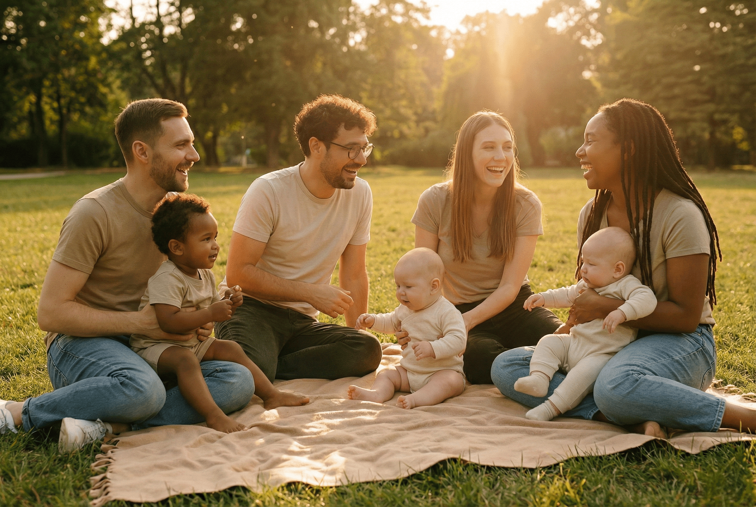 Gay family with straight family and single family